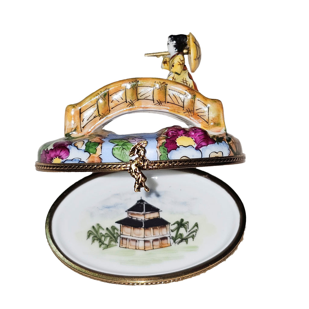 Oriental Woman on Bridge Limoges Box, view 2