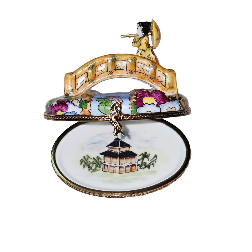 Oriental Woman on Bridge Limoges Box, view 4