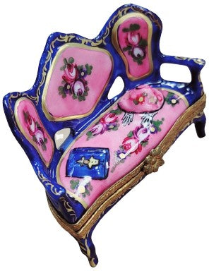 Blue French Love Seat Figurine for Collectors Limoges, view 4