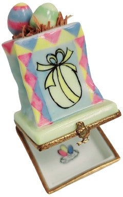 Easter Bag w Eggs Bird Figurine Limoges Box Keepsake, view 2