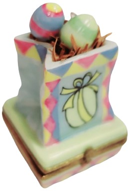 Easter Bag w Eggs Bird Figurine Limoges Box Keepsake, view 4
