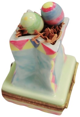 Easter Bag w Eggs Bird Figurine Limoges Box Keepsake, view 5