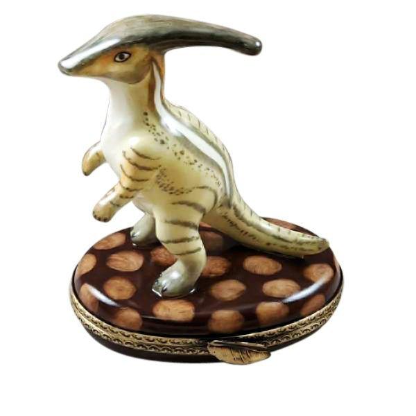 Parasaurolophus Hammerhead Dinosaur Limoges Box Collectible, a hand-painted Limoges porcelain gift