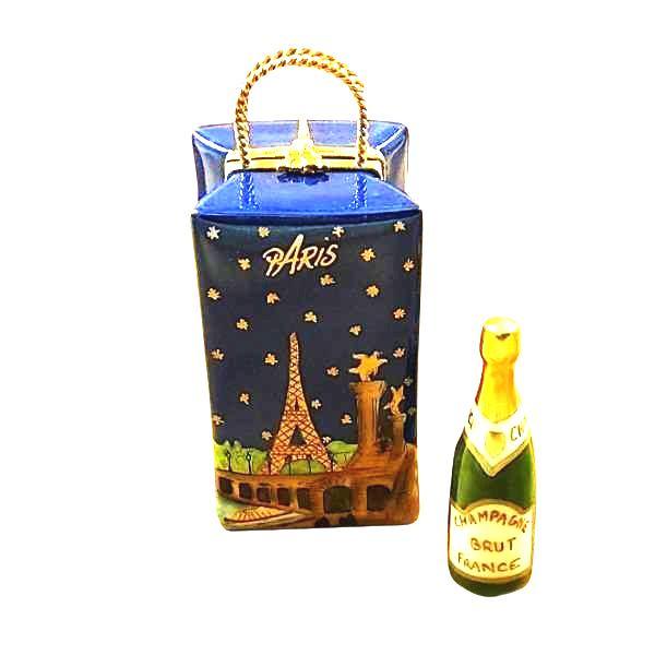 Paris Night Giftbag Champagne Limoges Box, a hand-painted Limoges porcelain gift