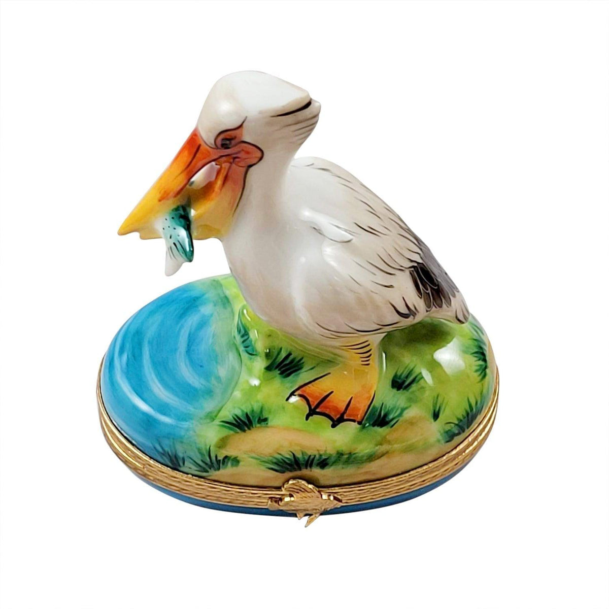 Pelican Removable Fish Limoges Box, a hand-painted Limoges porcelain gift