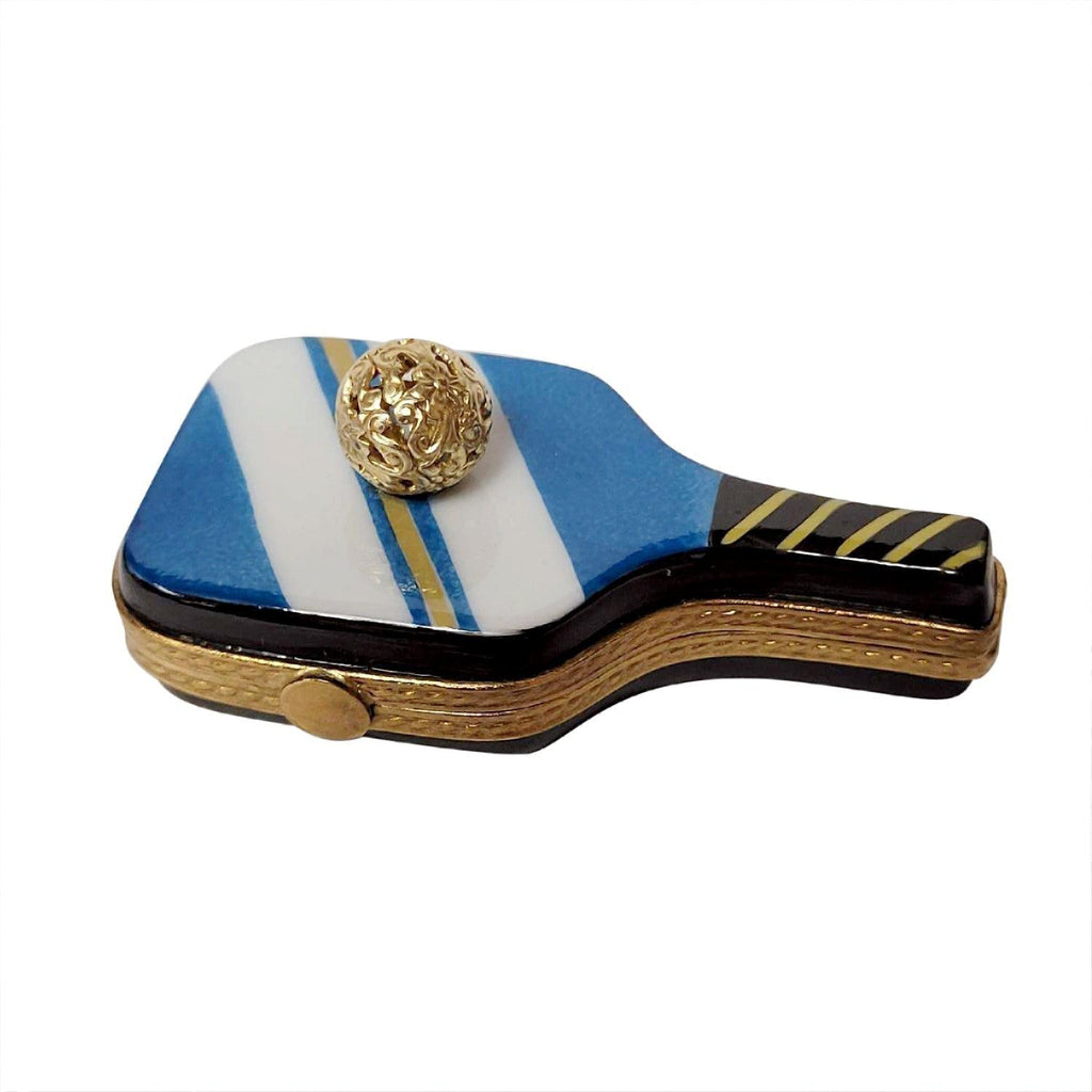 Pickle Ball Paddle Limoges Box Collectors, a hand-painted Limoges porcelain gift