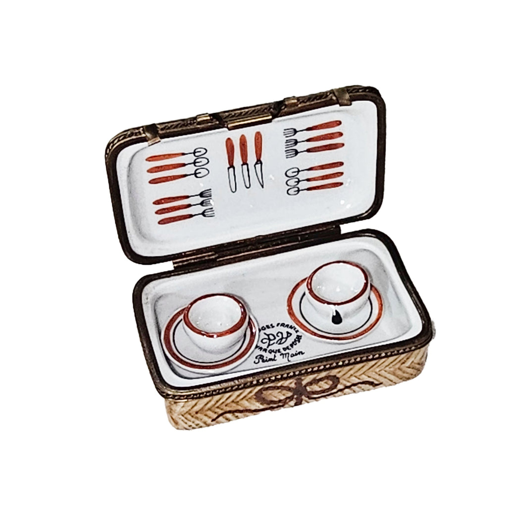 Picnic Basket w Teacups Limoges Box, view 2