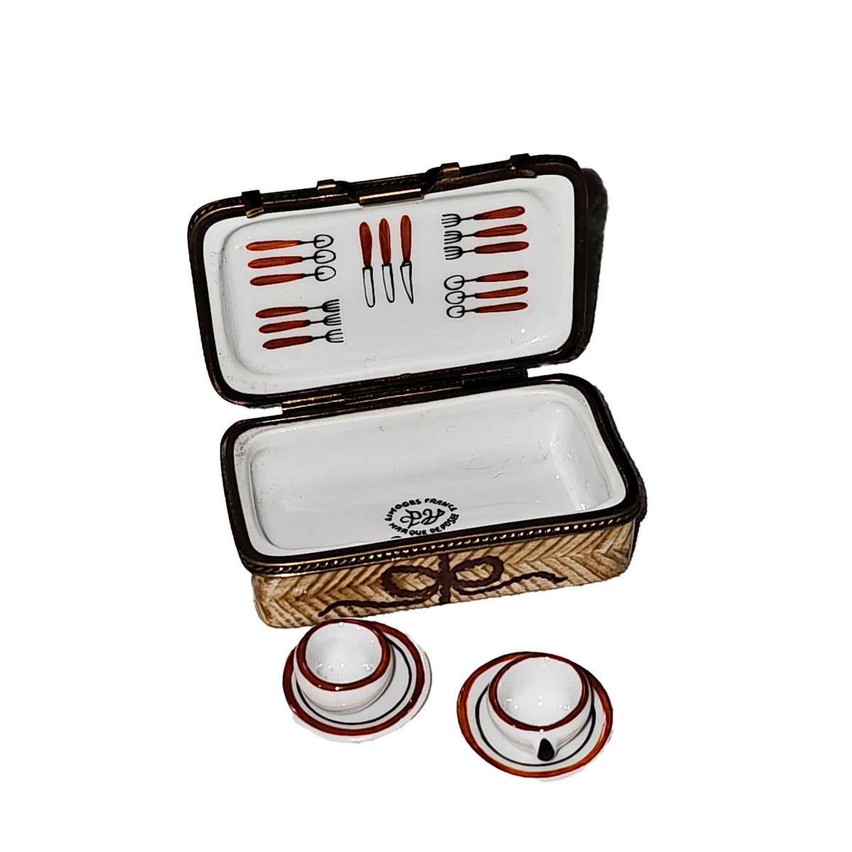 Picnic Basket w Teacups Limoges Box, view 4