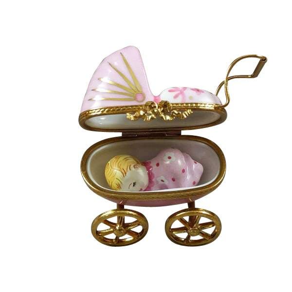Pink Baby Carriage Limoges Box, view 2