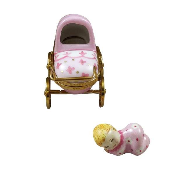 Pink Baby Carriage Limoges Box, view 4