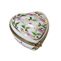 White Heart w Pink Flowers Limoges Box, a hand-painted Limoges porcelain gift