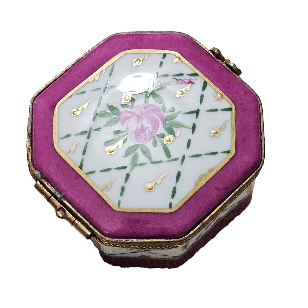 Pink Hexagon w Flower Limoges Box, view 4