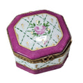 Pink Hexagon w Flower Limoges Box, a hand-painted Limoges porcelain gift