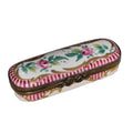 Pink Striped Needle Box w Flowers, a hand-painted Limoges porcelain gift