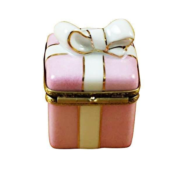 Pink Gift Wrapped Gold Ribbon Limoges Box for Collectors, view 3