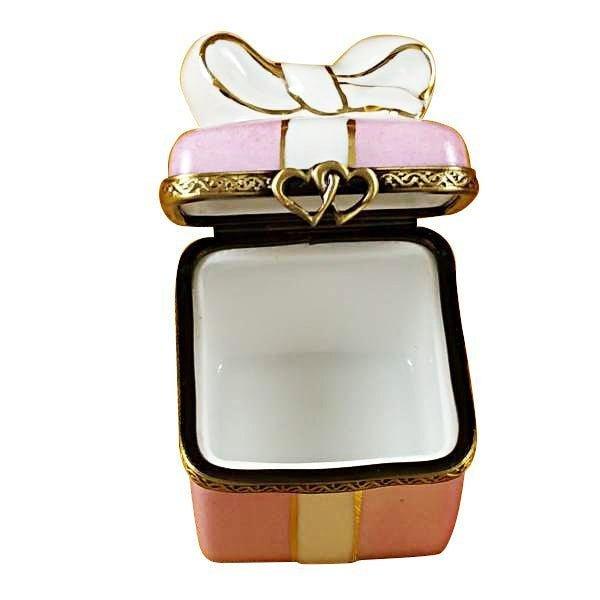 Pink Gift Wrapped Gold Ribbon Limoges Box for Collectors, view 2