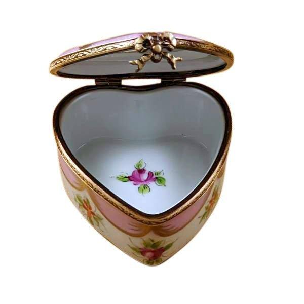 Pink Heart w Flowers Heart Jewel My Love Limoges Porcelain Art Object, view 2