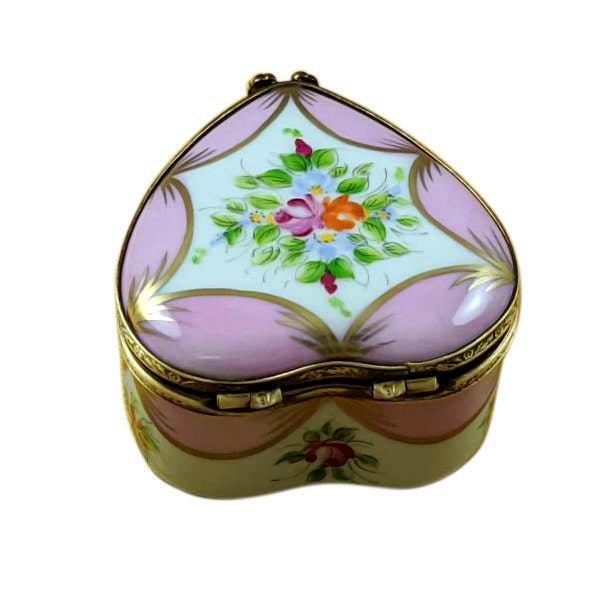 Pink Heart w Flowers Heart Jewel My Love Limoges Porcelain Art Object, view 3
