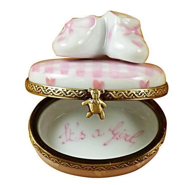 Pink Its a Girl Shoes Limoges Box, view 2