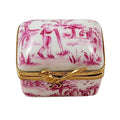 Pink Toile Porcelain Limoges Porcelain Art Object, a hand-painted Limoges porcelain gift