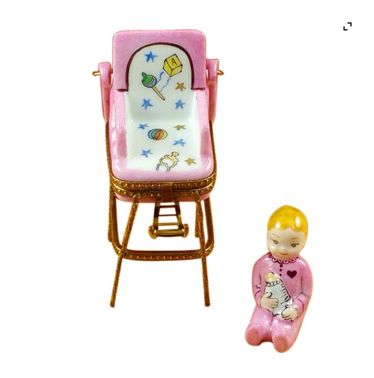 Baby in Pink Highchair for New Mothers, view 2