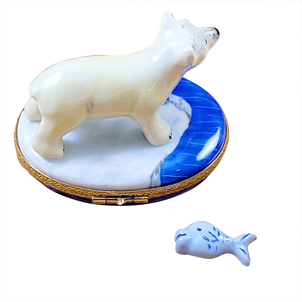 Polar Bear Fish Limoges Box for Collectors, HandPainted, view 4