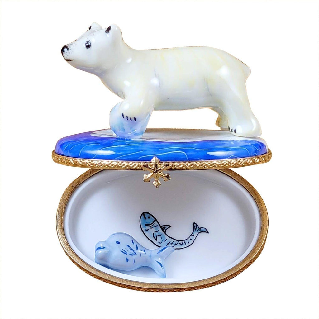 Polar Bear Fish Limoges Box for Collectors, HandPainted, view 3
