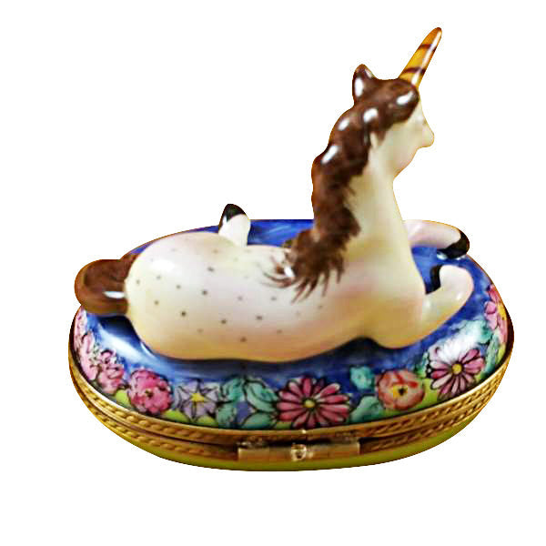 Rochard Porcelain Unicorn Figurine Hand Painted Limoges Box, view 3