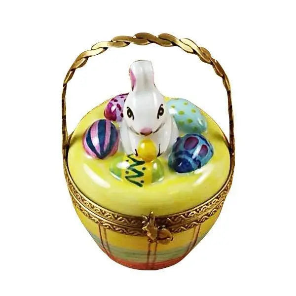 Rabbit in Easter Basket Limoges Box for Spring Gifts, a hand-painted Limoges porcelain gift