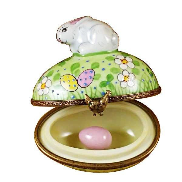 Rabbit on Easter Egg Limoges Box, view 2