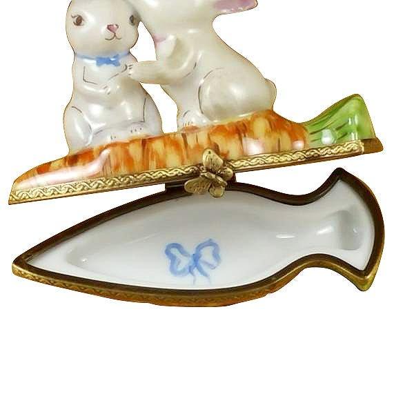 Rabbits Snuggling Carrot Limoges Box, view 2