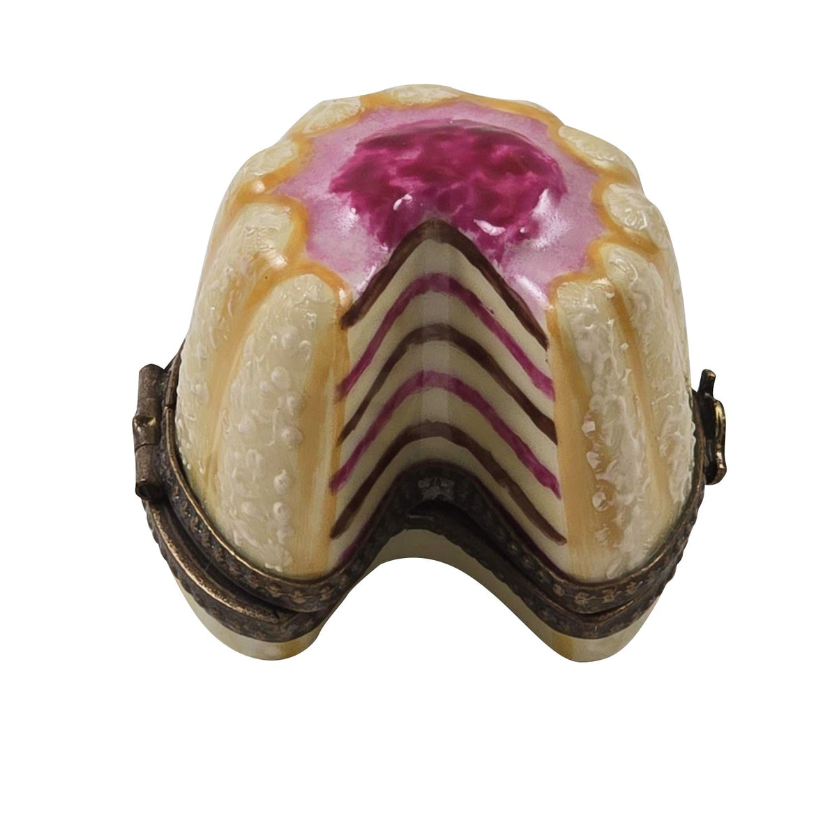 Raspberry Layered Cake Limoges Box, a hand-painted Limoges porcelain gift
