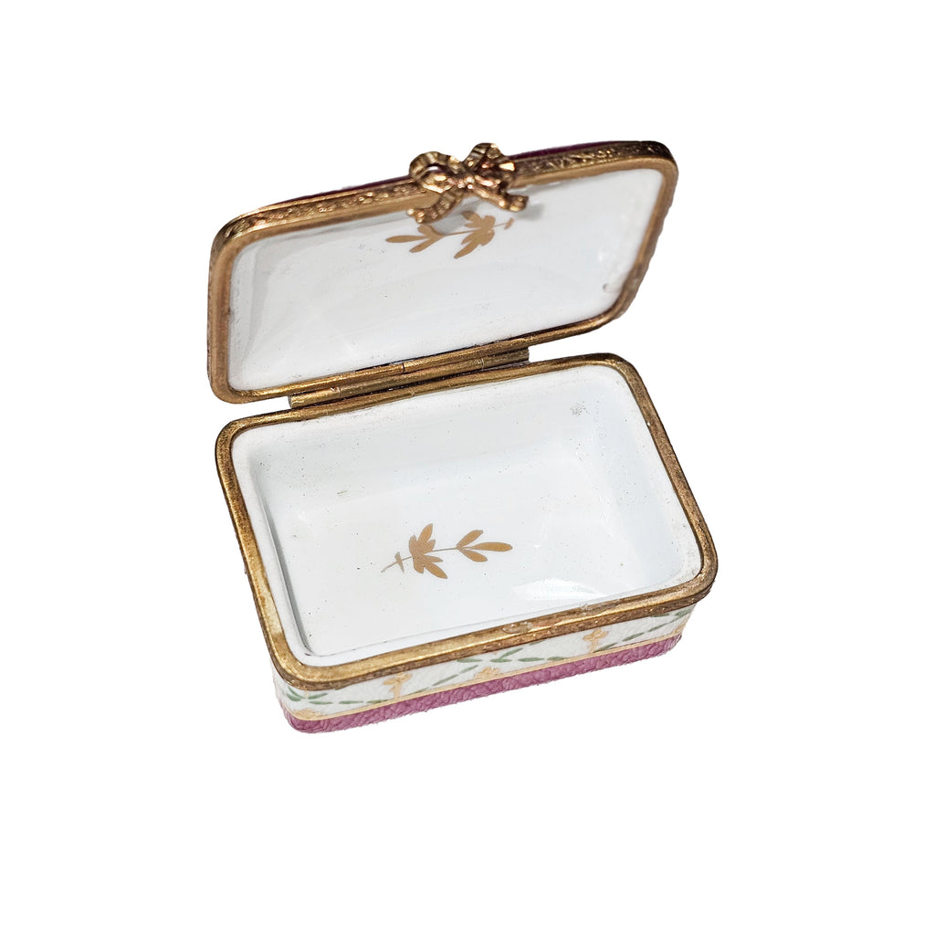 Red Rectangle W Flowers Limoges Box, view 2