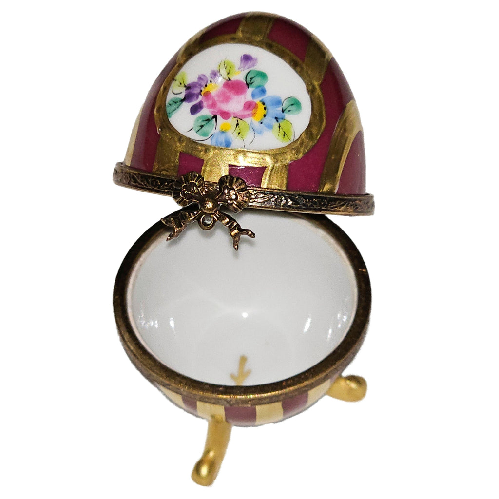 Red Footed Egg Gold Stripes Porcelain Art Object, view 2