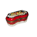 Red Scalloped with Painted Fruit Limoges Box Decor, a hand-painted Limoges porcelain gift