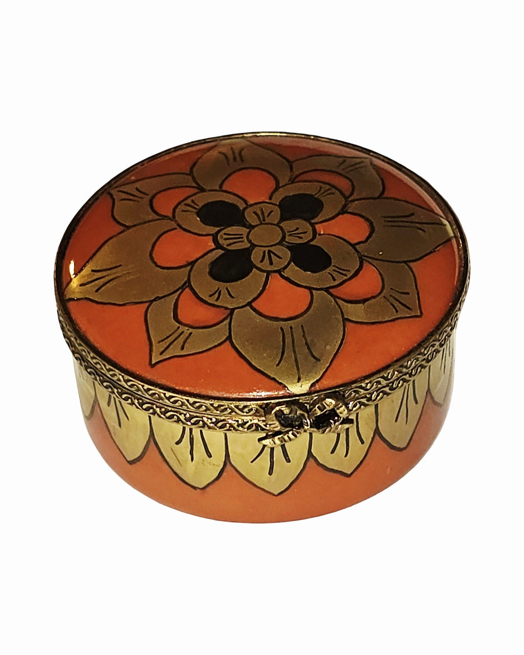 Orange Gold Round, a hand-painted Limoges porcelain gift
