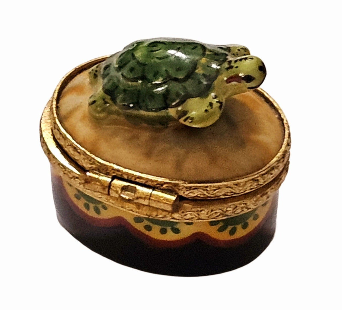 Mini Turtle in Oval Limoges Box, view 3