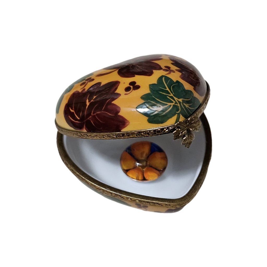 Autumn Leaves on Heart Limoges Box, view 2