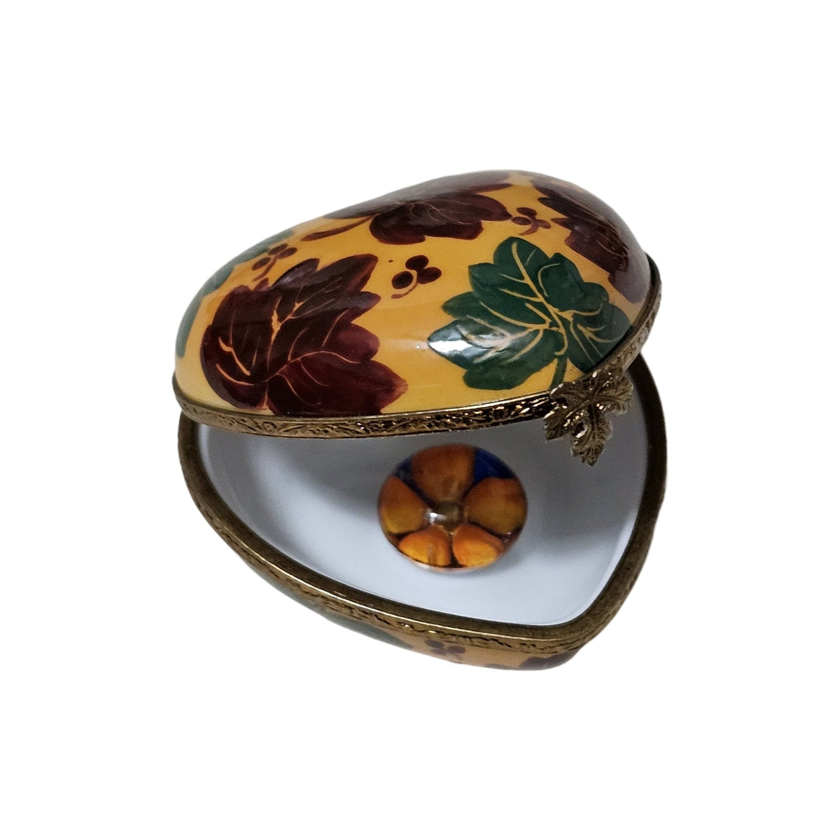 Autumn Leaves on Heart Limoges Box, view 2