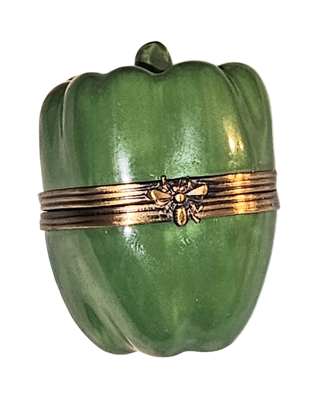 Medium Green Pepper Limoges Box, a hand-painted Limoges porcelain gift
