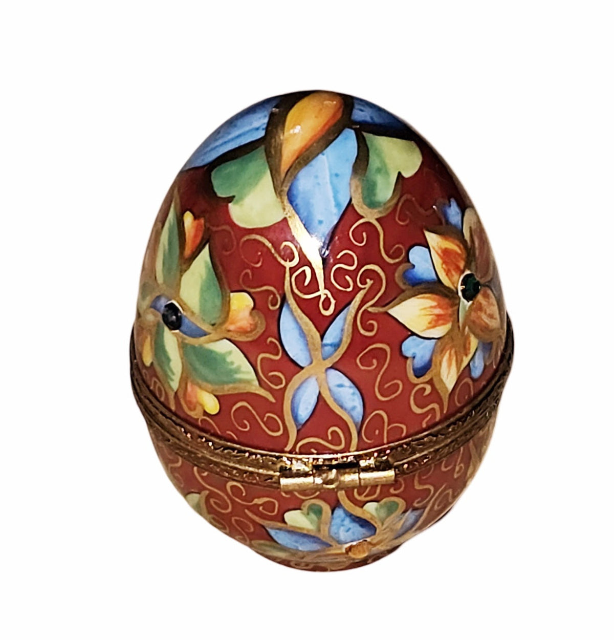 Red Perfume Egg w Flowers Bold Floral Egg Box, view 5