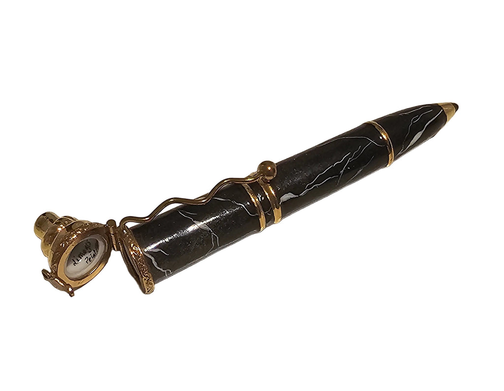 Black Marble Ball Point Pen Limoges Box, view 2
