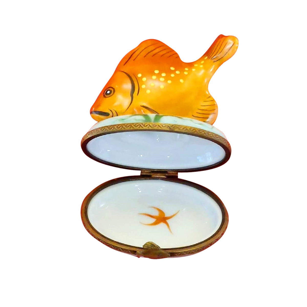 Orange Fish 1 HandPainted Limoges Box, view 2