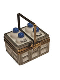 Bottles of Milk Blue Lid Limoges Box Figurine, a hand-painted Limoges porcelain gift