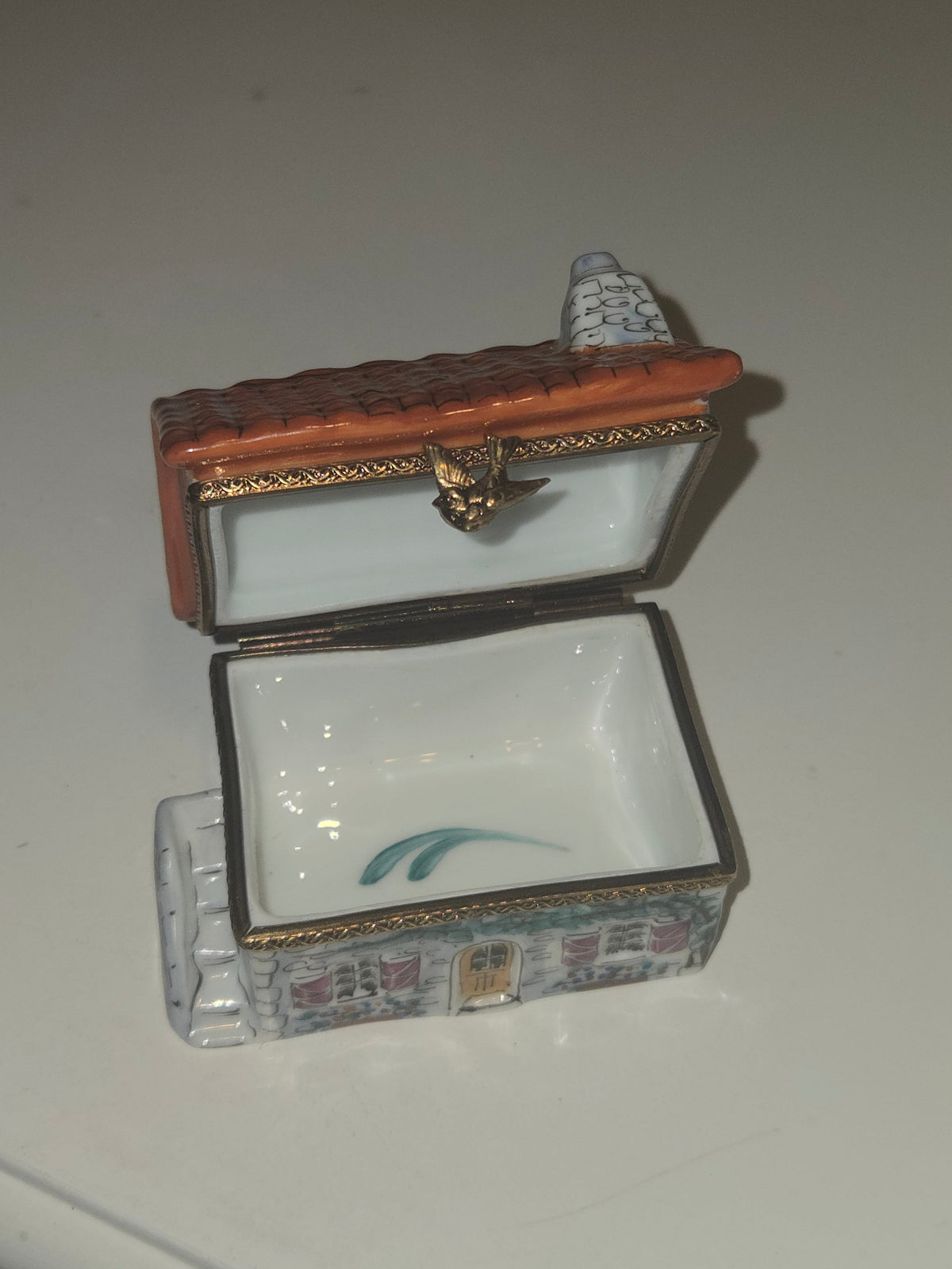 White House w Red Roof Limoges Box Cottage Home Gift, view 2
