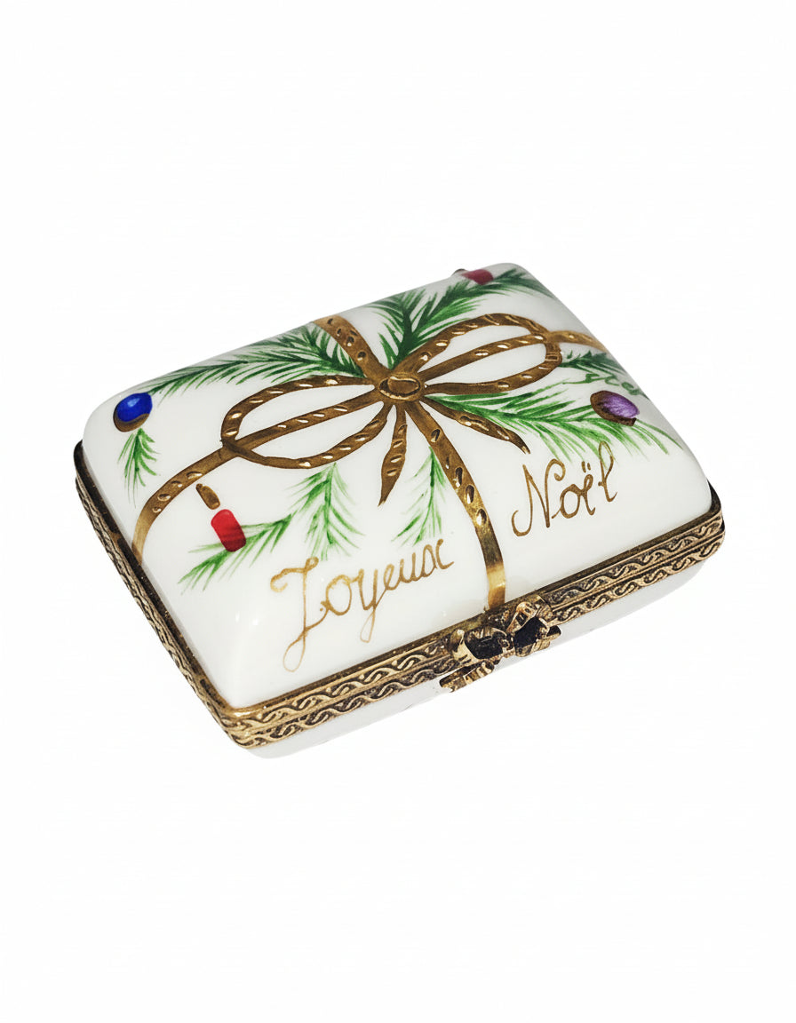 Joyeux Noel Gold Rectangle Christmas Limoges Box, view 5