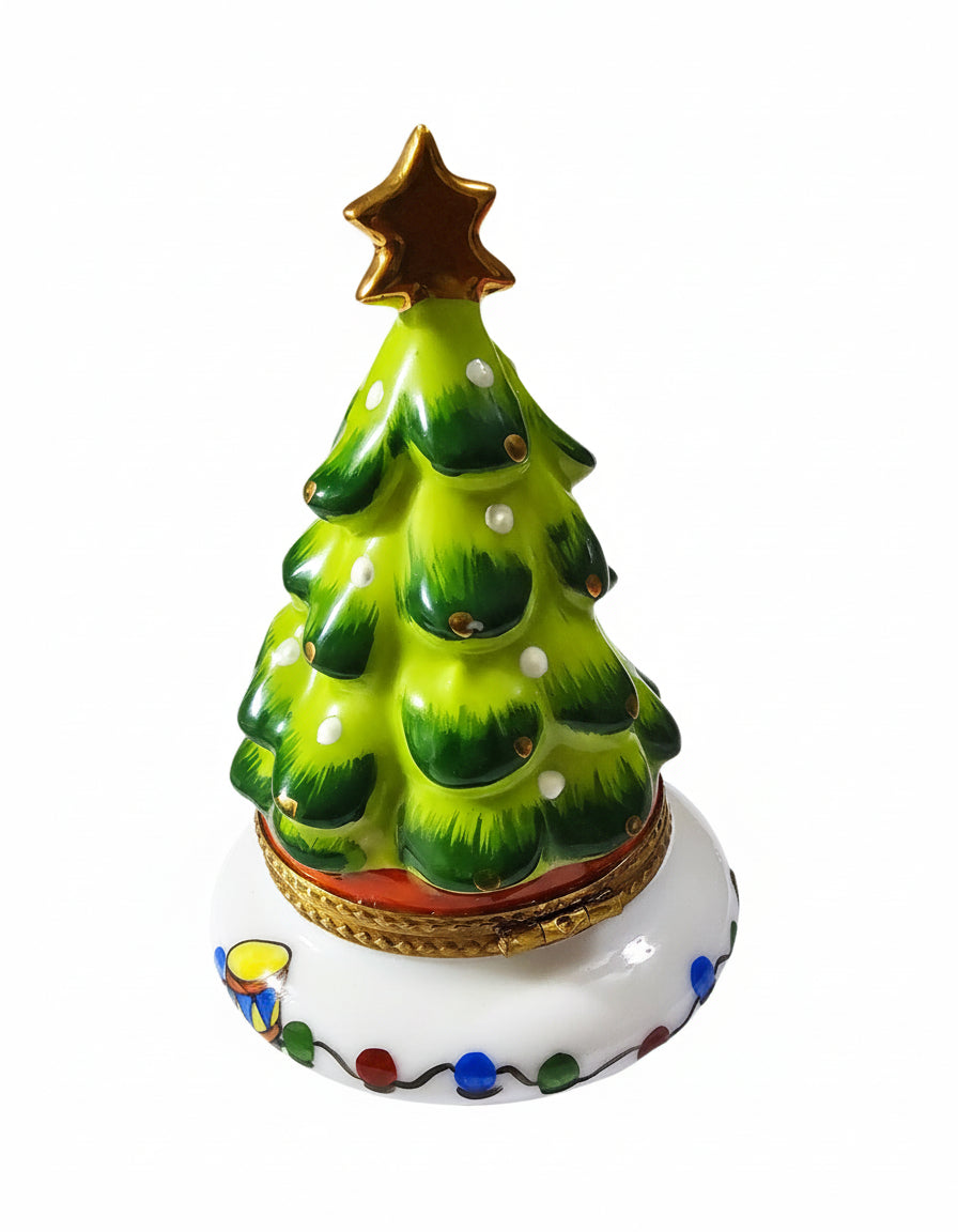 The painter's artistry shows on this Christmas Tree with Doll Inside 4.25 Limoges box