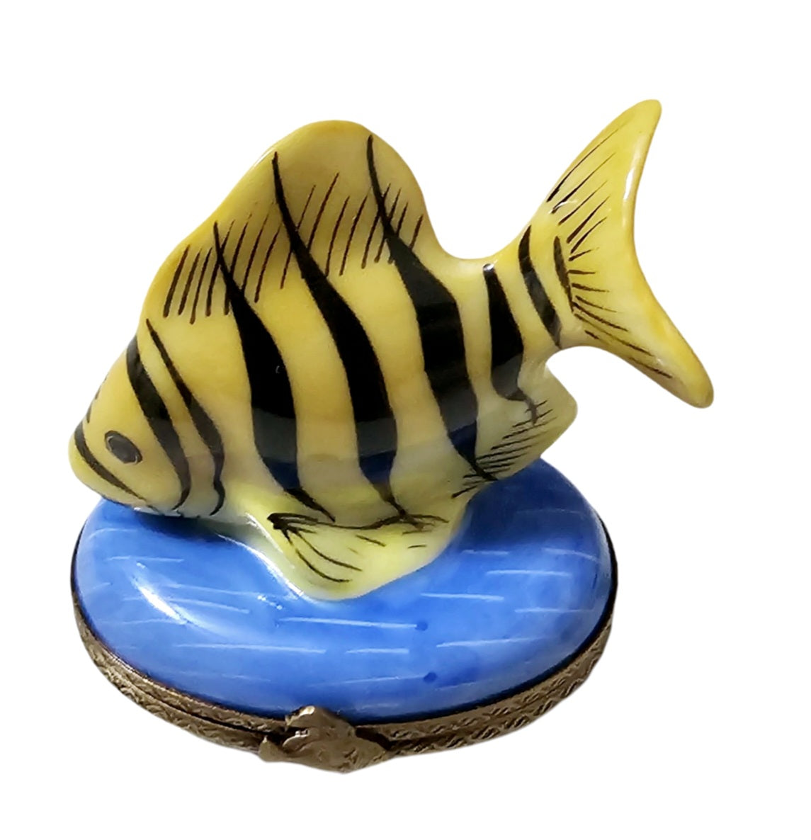 Yellow Fish Black Stripes Limoges Box, view 2