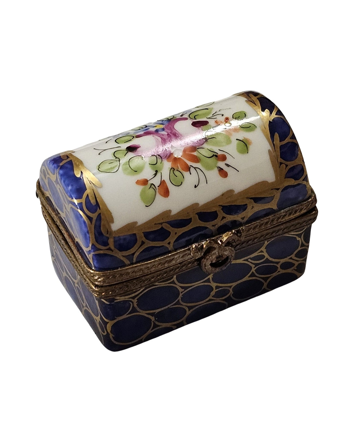 Dark Blue Chest with Flowers & Gold Trim, view 8