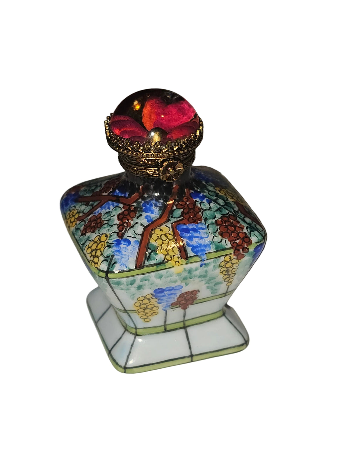 Colorful Flowers on Tent Bottle, a hand-painted Limoges porcelain gift